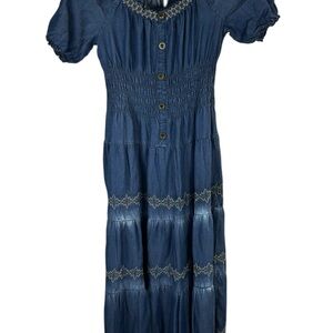 Women’s Chambray Prairie Midi Dress | Cottagecore Denim Button Front
READ